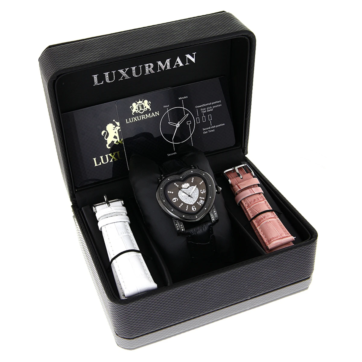 Luxurman Ladies Diamond Heart Watch 0.25ct Black MOP 6 Luxurman Ladies Diamond Heart Watch 0.25ct Black MOP - Image 4