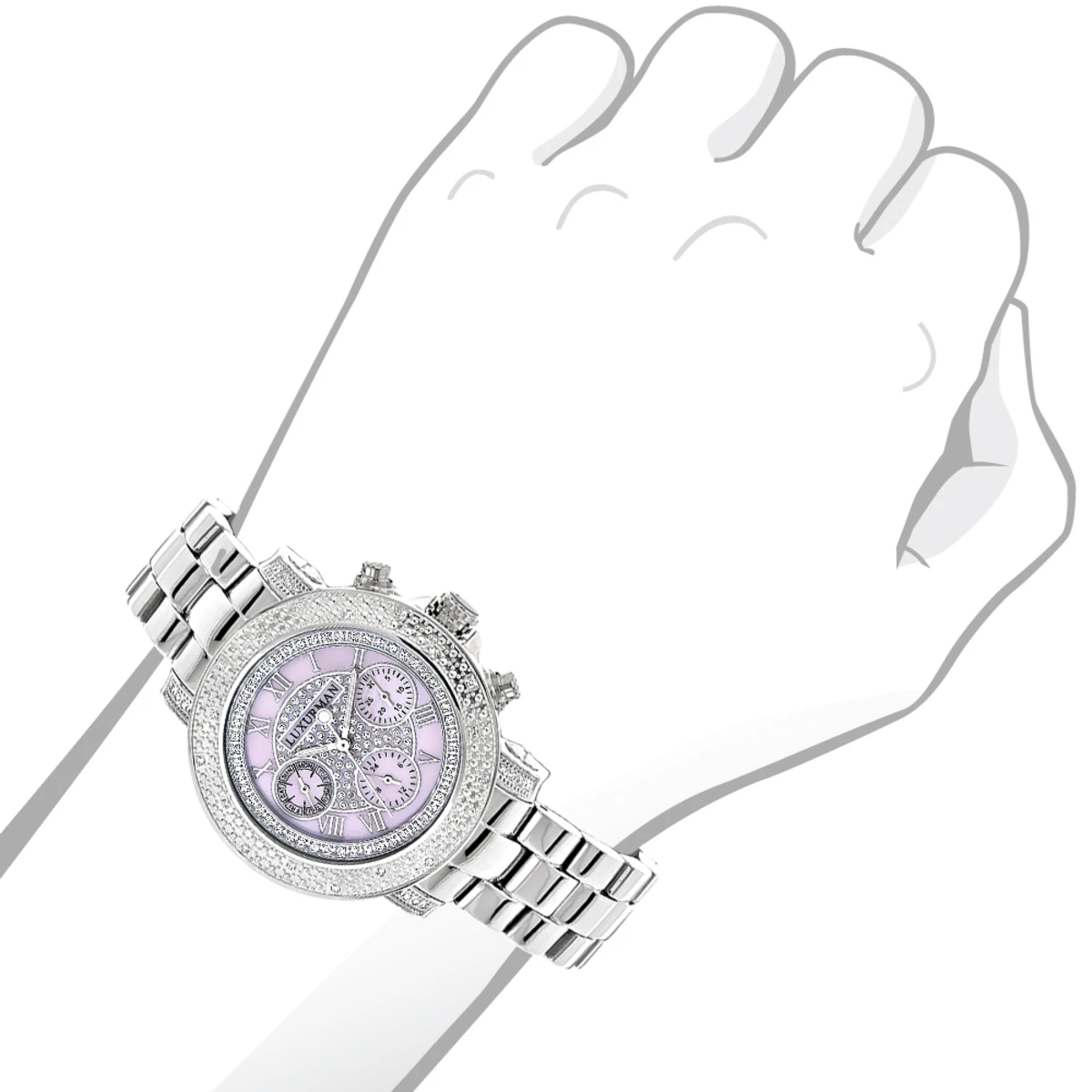 Luxurman Ladies Diamond Watch 0.3ct Pink MOP Oversized Women's Watch 4 Luxurman Ladies Diamond Watch 0.3ct Pink MOP Oversized Women's Watch - Image 2