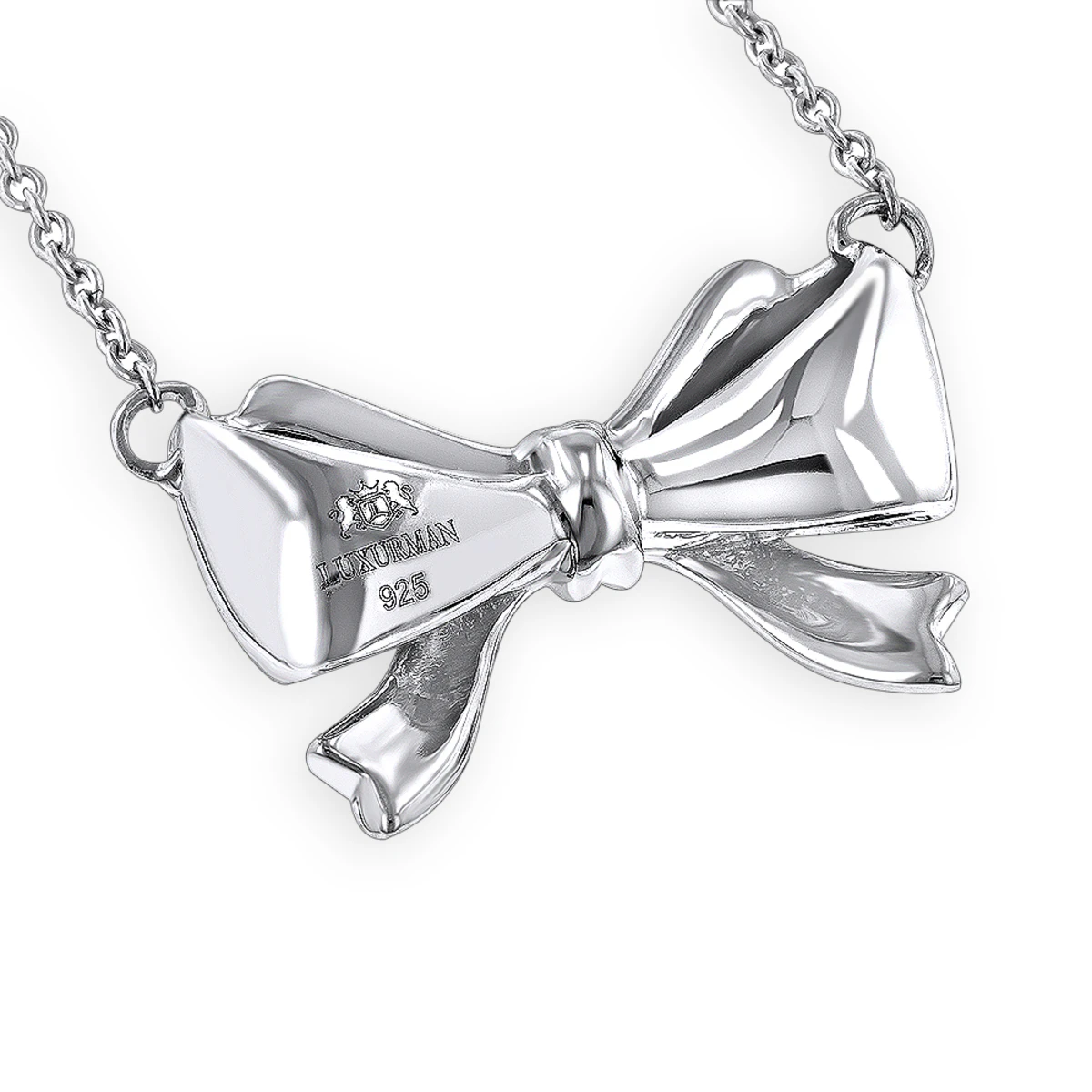 Luxurman Love Quotes Necklace Sterling Silver Diamond Bow Pendant For Women 4 Luxurman Love Quotes Necklace Sterling Silver Diamond Bow Pendant For Women - Image 2