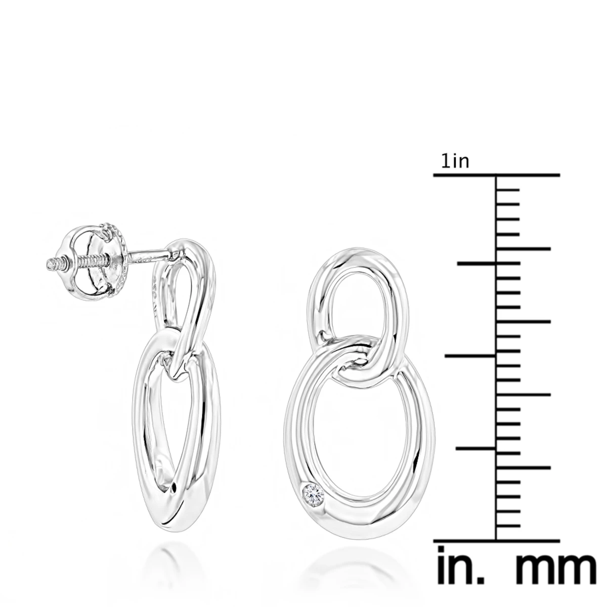 Luxurman Love Quotes: Silver Interlocking Ovals Diamond Earrings For Women 6 Luxurman Love Quotes: Silver Interlocking Ovals Diamond Earrings For Women - Image 4