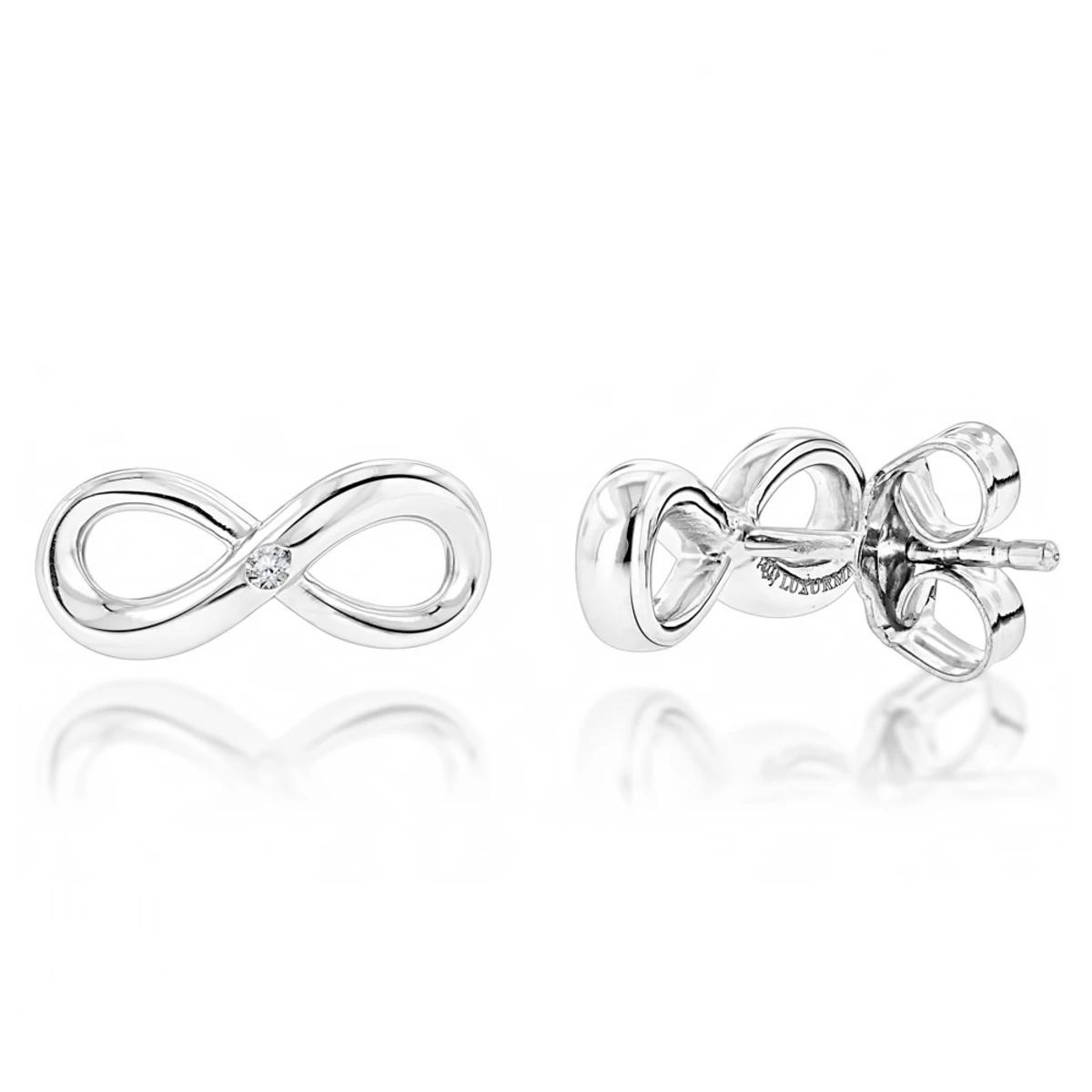 Luxurman Love Quotes: Small Diamond Infinity Earrings Sterling Silver Studs 3 Luxurman Love Quotes: Small Diamond Infinity Earrings Sterling Silver Studs