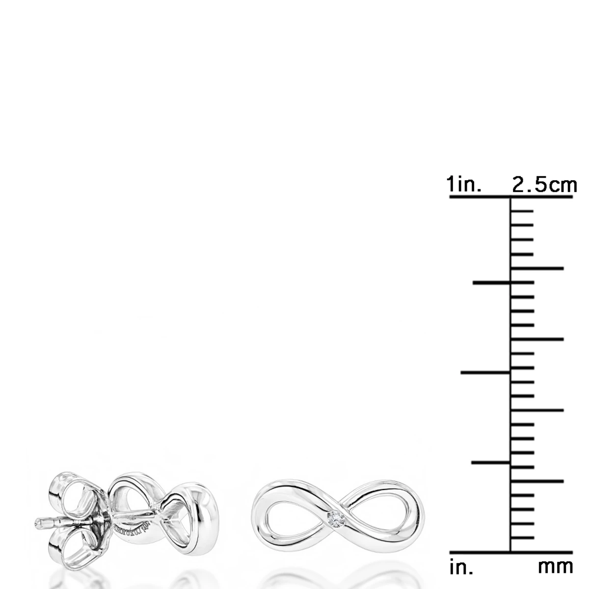 Luxurman Love Quotes: Small Diamond Infinity Earrings Sterling Silver Studs 6 Luxurman Love Quotes: Small Diamond Infinity Earrings Sterling Silver Studs - Image 4