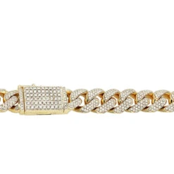 Luxurman Men's 10K Yellow Gold Miami Cuban Link Chain Necklace With Diamonds 23ct -Invicta Jewelry Store luxurman mens necklaces 14k gold miami cuban link chain with diamonds 23ct claspye