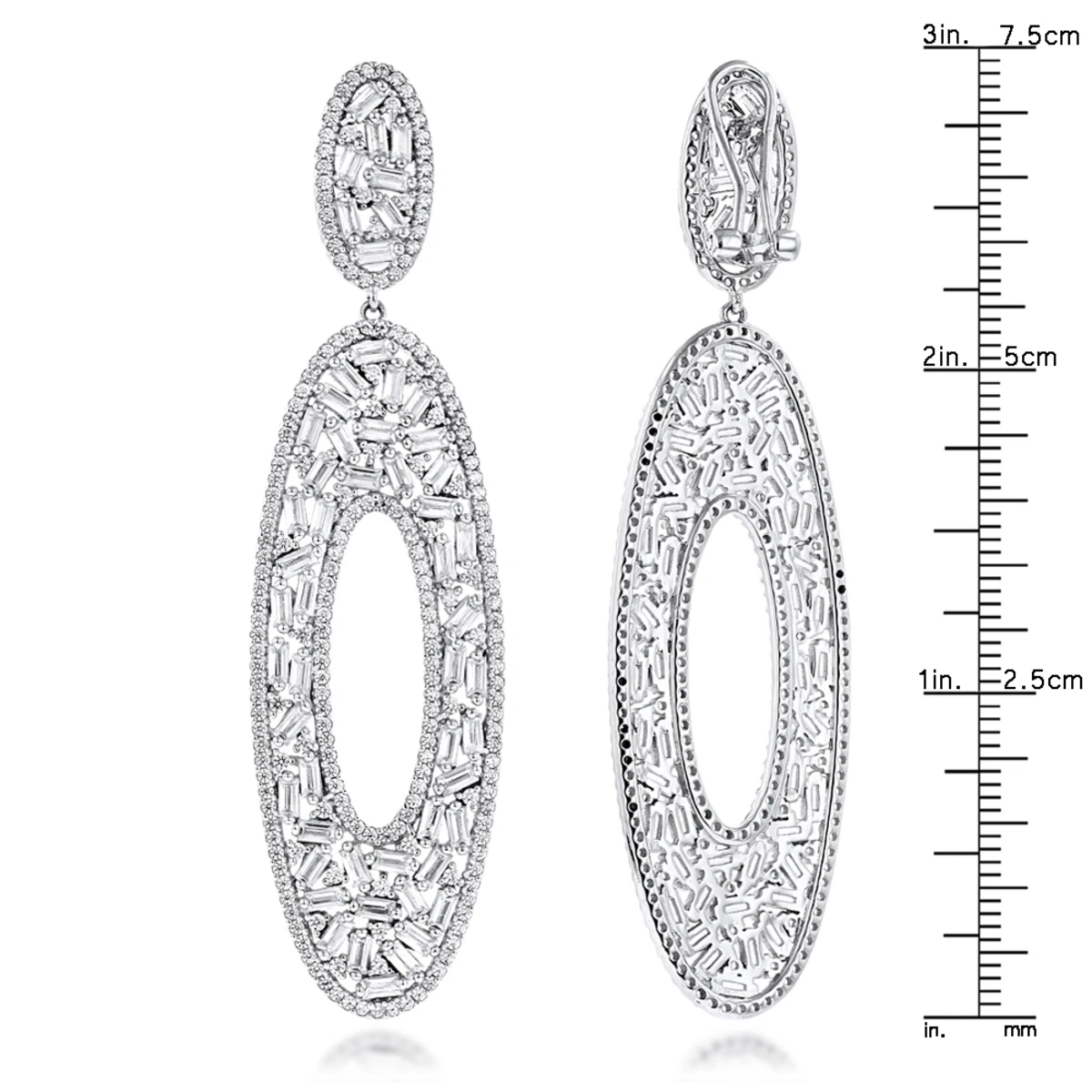 LUXURMAN Oval Designer Diamond Drop Earrings For Women 14K White Gold 9ct 8 LUXURMAN Oval Designer Diamond Drop Earrings For Women 14K White Gold 9ct - Image 6