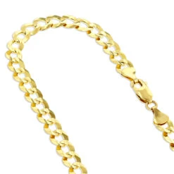 LUXURMAN Solid 10K Yellow Gold Curb Chain For Men Comfort 5.5mm Wide