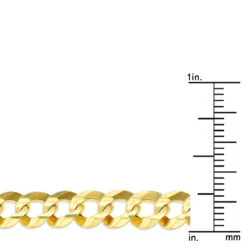 LUXURMAN Solid 10K Yellow Gold Curb Chain For Men Comfort 7mm Wide -Invicta Jewelry Store luxurman solid 10k gold curb chain for men comfort 7mm wide ruler