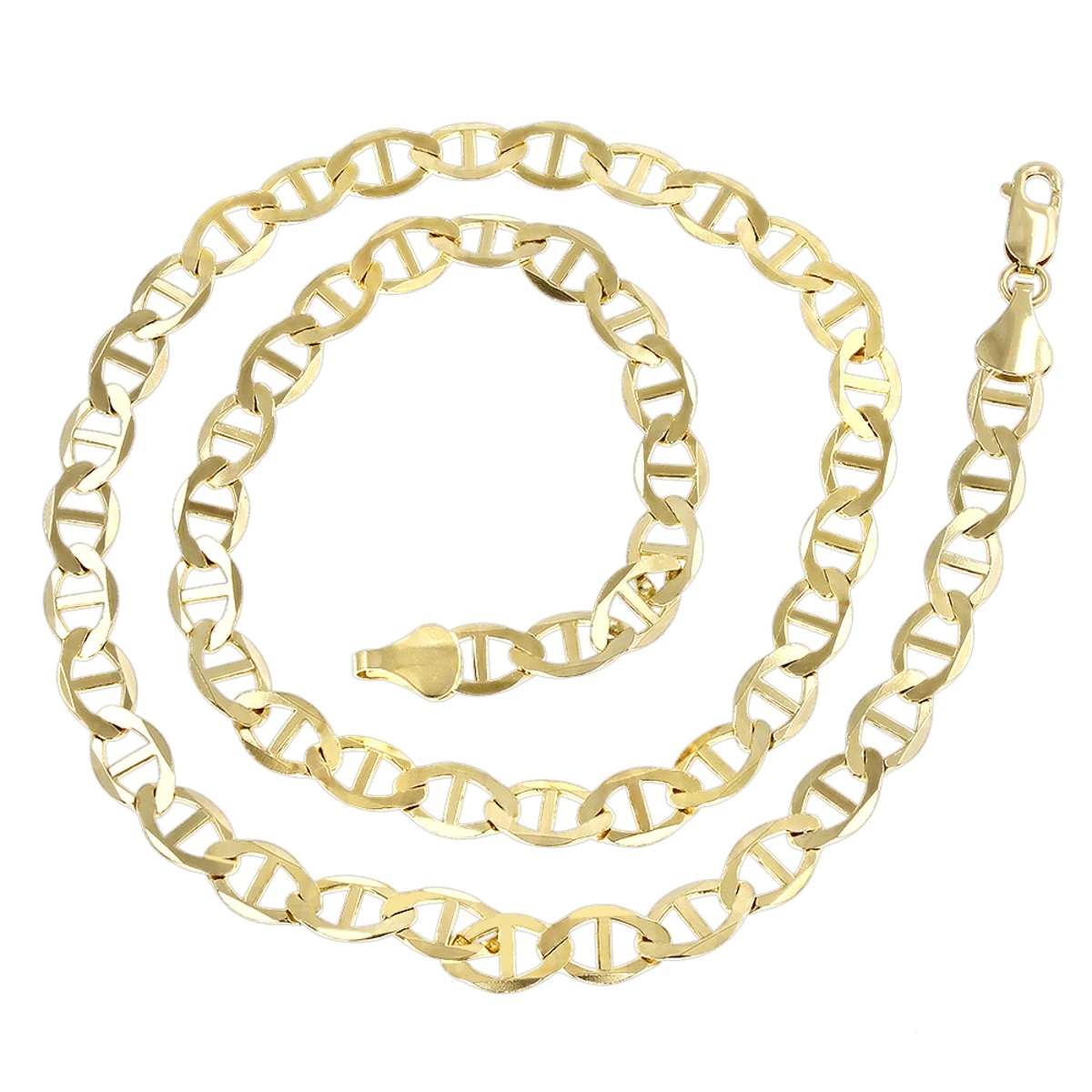 LUXURMAN Solid 10K Yellow Gold Mariner Chain For Men & Women 5.5mm Wide 4 LUXURMAN Solid 10K Yellow Gold Mariner Chain For Men & Women 5.5mm Wide - Image 2