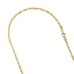 LUXURMAN Solid 10K Yellow Gold Rope Chain For Men & Women Diamond Cut 3mm