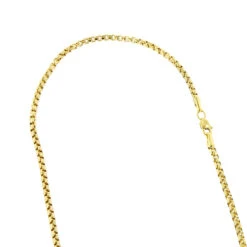 Solid 14K Yellow Gold Box Chain For Men & Women Round 2.4mm Wide