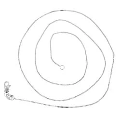 LUXURMAN Solid 14K White Gold Box Chain For Women 0.6mm Lobster Lock -Invicta Jewelry Store luxurman solid 14k gold box chain for women 06mm wide 1 backwh