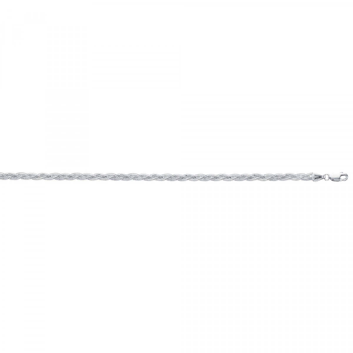 LUXURMAN Solid 14K White Gold Braided Chain For Women Fox 3.5mm Wide 3 LUXURMAN Solid 14K White Gold Braided Chain For Women Fox 3.5mm Wide