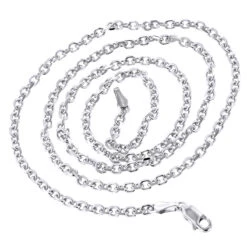 LUXURMAN Solid 14K White Gold Cable Chain For Men & Women 3mm Wide 14 LUXURMAN Solid 14K White Gold Cable Chain For Men & Women 3mm Wide -Invicta Jewelry Store luxurman solid 14k gold cable chain for men women 3mm wide backwh