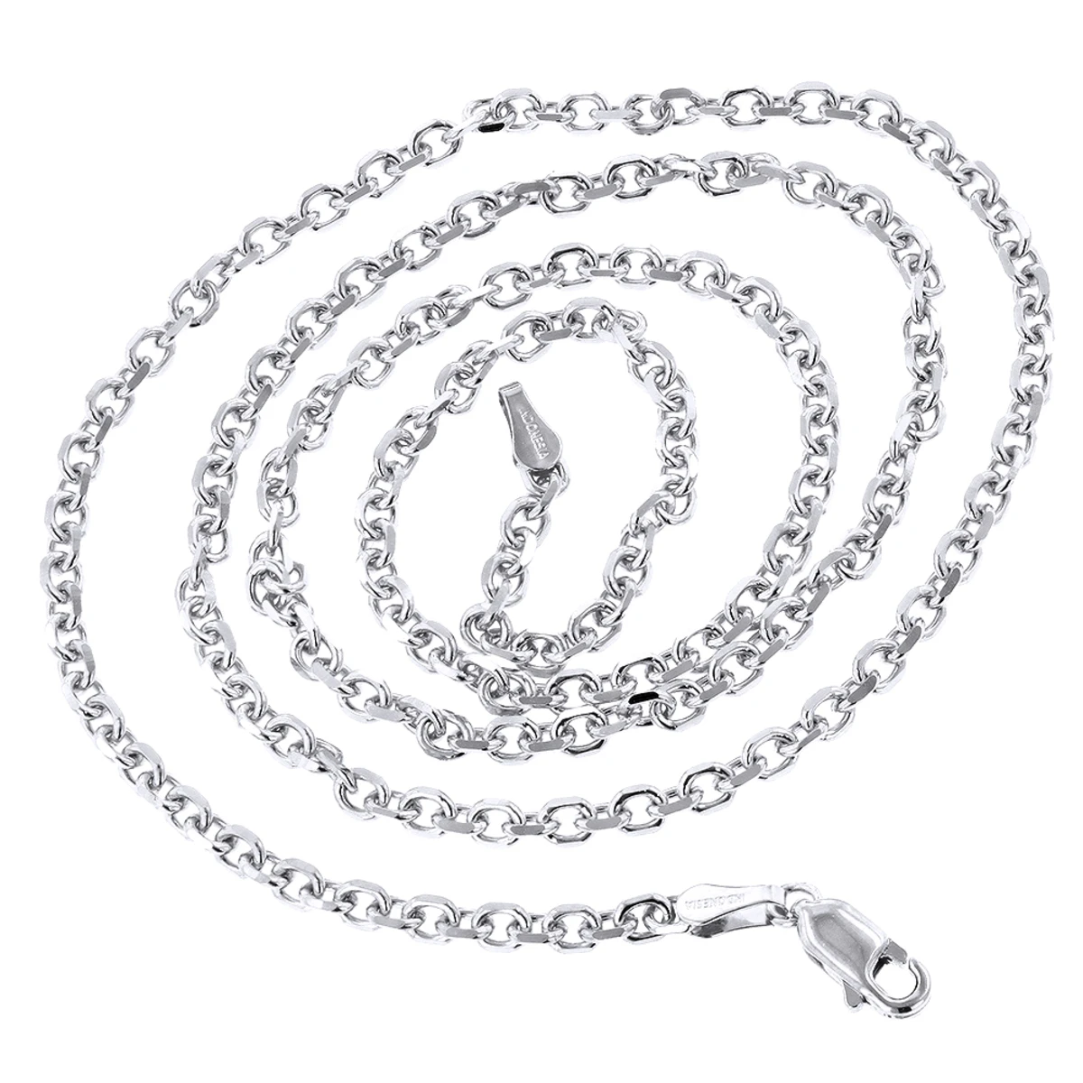 LUXURMAN Solid 14K White Gold Cable Chain For Men & Women 3mm Wide 5 LUXURMAN Solid 14K White Gold Cable Chain For Men & Women 3mm Wide - Image 3