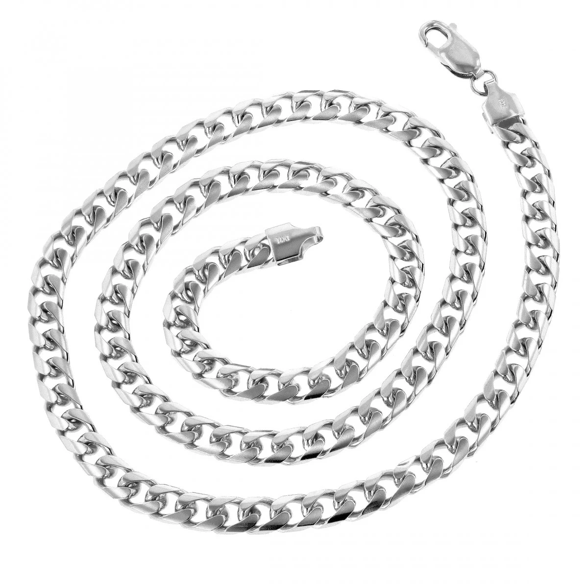 LUXURMAN Solid 14K White Gold Cuban Link Chain For Men Miami 5mm Wide 5 LUXURMAN Solid 14K White Gold Cuban Link Chain For Men Miami 5mm Wide - Image 3