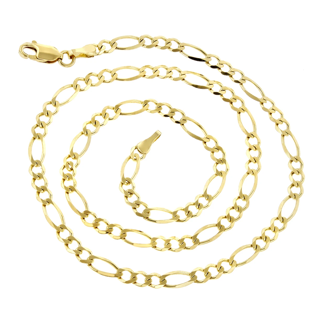 LUXURMAN Solid 14K Yellow Gold Figaro Chain For Men & Women 3mm Wide 6 LUXURMAN Solid 14K Yellow Gold Figaro Chain For Men & Women 3mm Wide - Image 4