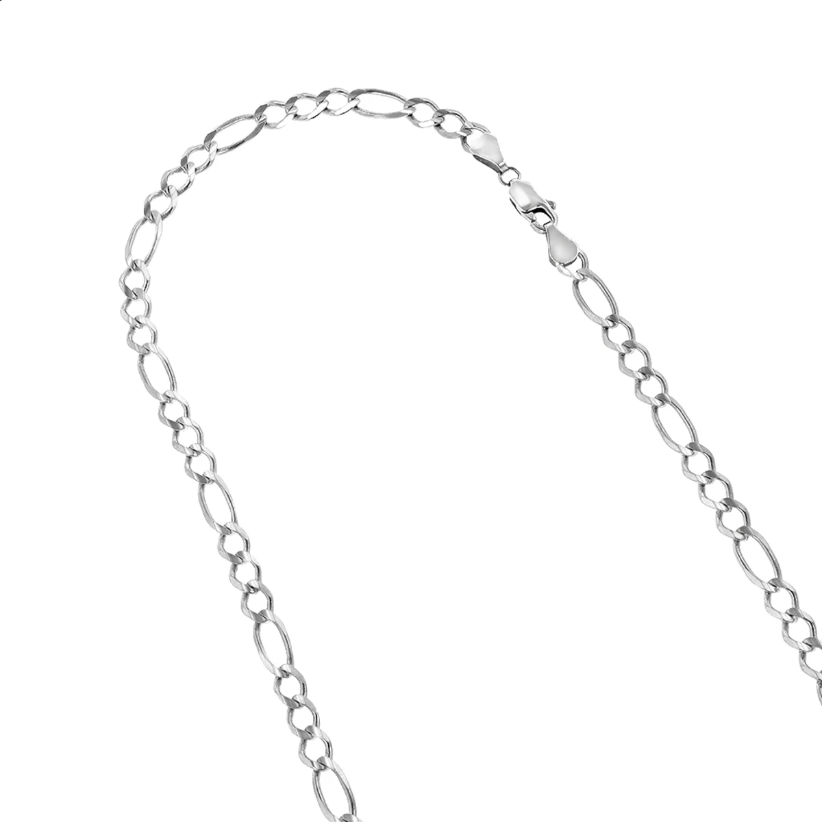 LUXURMAN Solid 14K White Gold Figaro Chain For Men & Women 6mm Wide 3 LUXURMAN Solid 14K White Gold Figaro Chain For Men & Women 6mm Wide