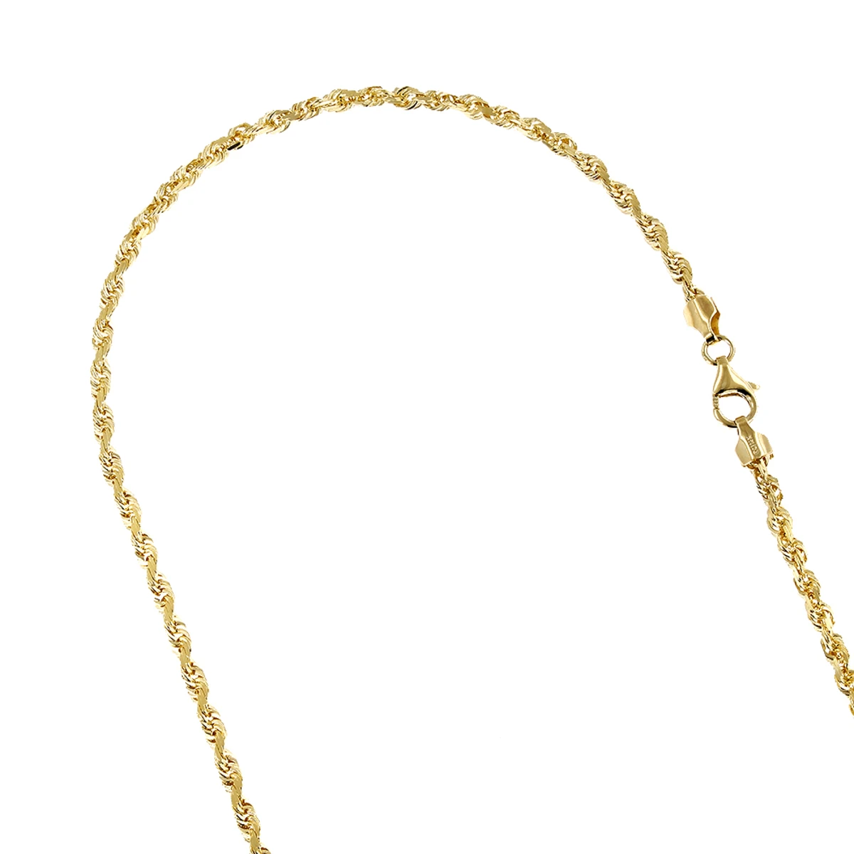 LUXURMAN Solid 14K Yellow Gold Rope Chain For Men & Women Diamond Cut 3mm 3 LUXURMAN Solid 14K Yellow Gold Rope Chain For Men & Women Diamond Cut 3mm