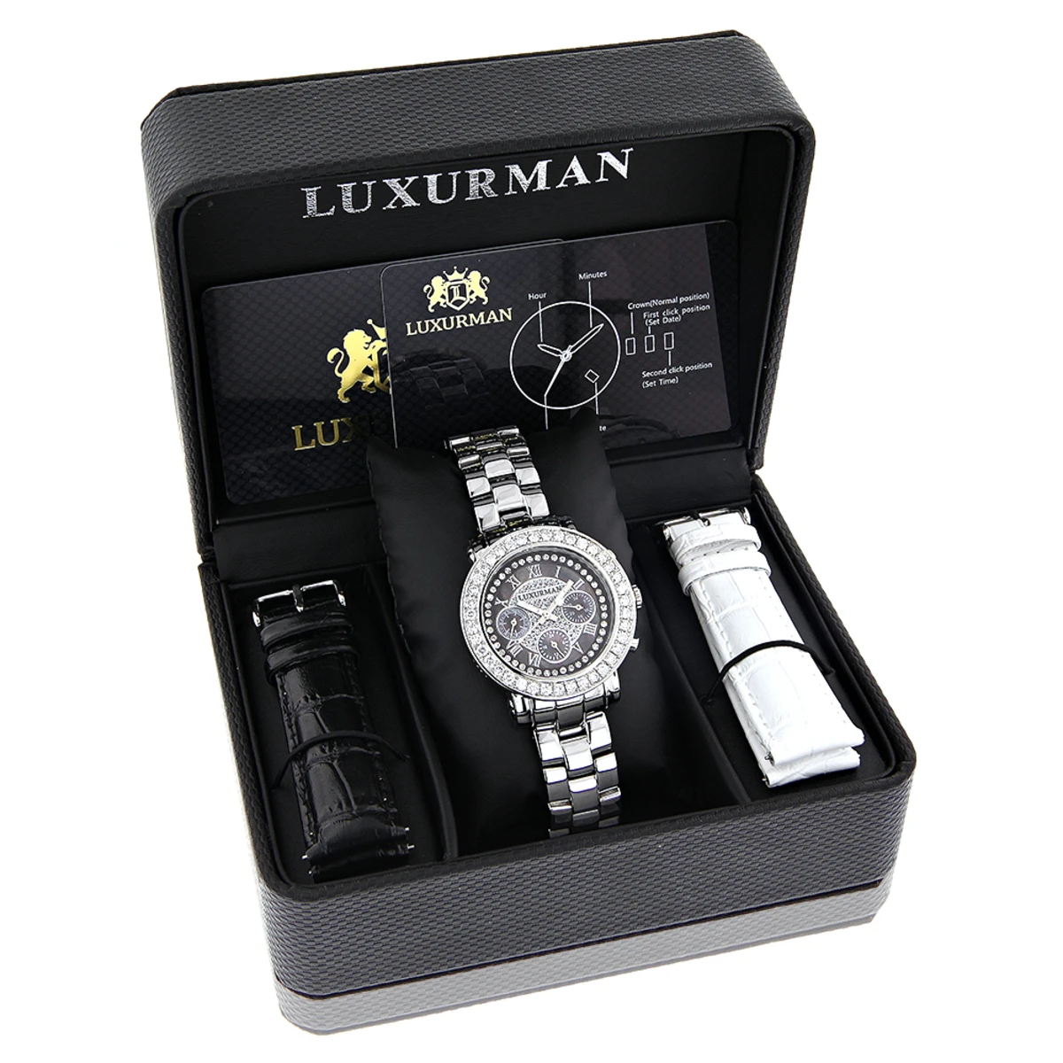 Luxurman Ladies Diamond Watch 3ct Black 5 Luxurman Ladies Diamond Watch 3ct Black - Image 3