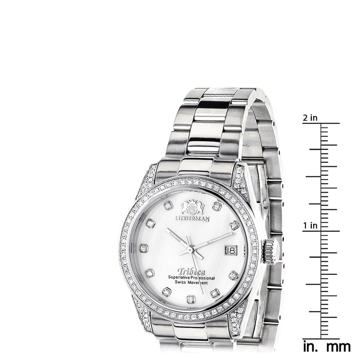 Luxurman Swiss Quartz Women's Diamond Watch Stainless Steel Band Tribeca 7 Luxurman Swiss Quartz Women's Diamond Watch Stainless Steel Band Tribeca - Image 5