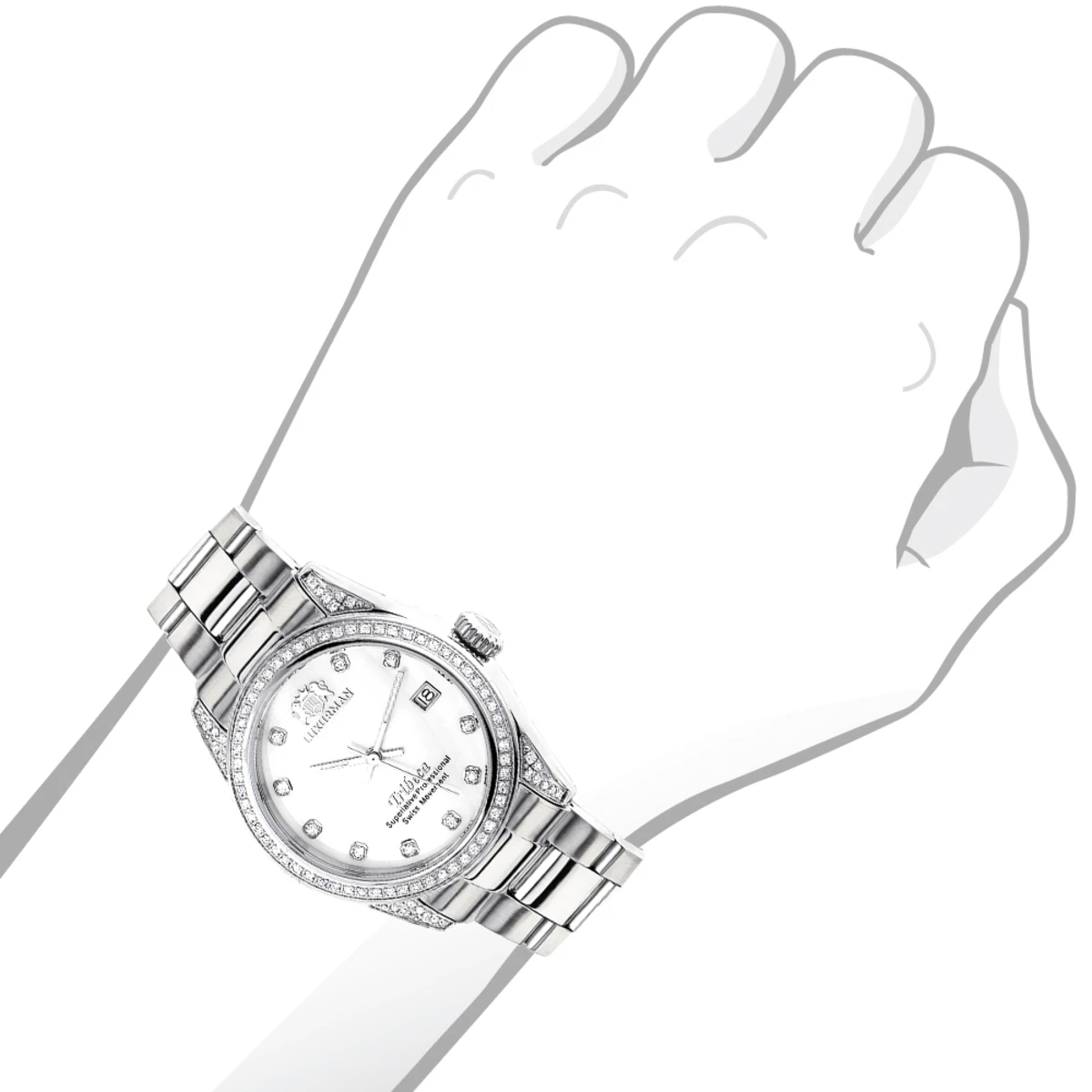 Luxurman Swiss Quartz Women's Diamond Watch Stainless Steel Band Tribeca 6 Luxurman Swiss Quartz Women's Diamond Watch Stainless Steel Band Tribeca - Image 4