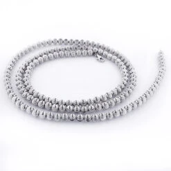 Men's 10K White Gold Ball Moon Cut Chain 4mm 22-30in