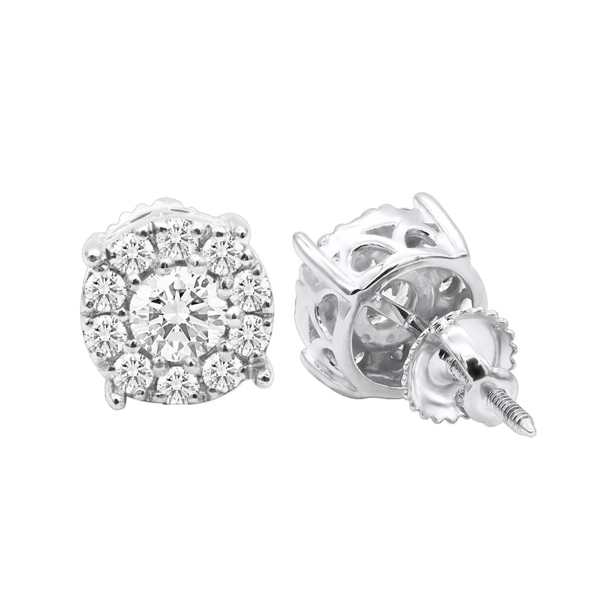 Men's Diamond Cluster Earring 14K Yellow Gold 0.69ct Single Stud 4 Men's Diamond Cluster Earring 14K Yellow Gold 0.69ct Single Stud - Image 2