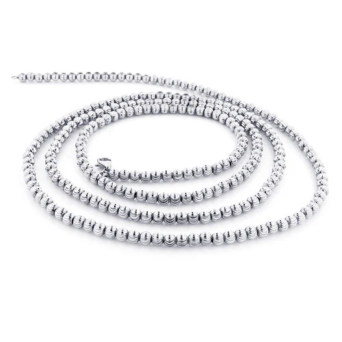 Men's 10K White Gold Ball Moon Cut Chain 4mm 3 Men's 10K White Gold Ball Moon Cut Chain 4mm