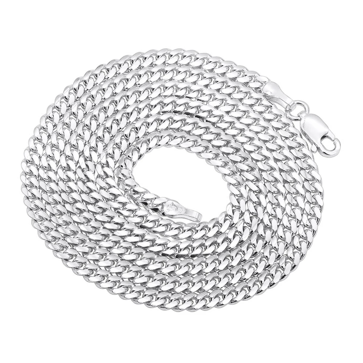 Men's Miami 14K White Gold Cuban Link Curb Chain 2.5mm 22-40in 4 Men's Miami 14K White Gold Cuban Link Curb Chain 2.5mm 22-40in - Image 2