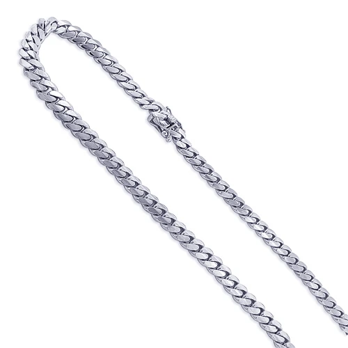 Miami 14K White Gold Cuban Link Chain For Men 3mm 22-40in 3 Miami 14K White Gold Cuban Link Chain For Men 3mm 22-40in