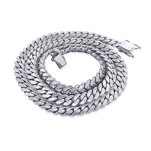 Miami 14K White Gold Cuban Link Curb Chain 8.4mm 22-40in 6 Miami 14K White Gold Cuban Link Curb Chain 8.4mm 22-40in - Image 4