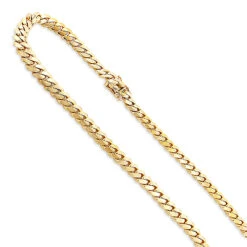 Men's Miami 14K Yellow Gold Cuban Link Chain By Luxurman 8mm 22-40in