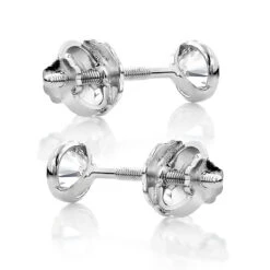 One Carat 14K White Gold Solitaire Round Diamond Bezel Stud Earrings -Invicta Jewelry Store one carat 14k gold solitaire round diamond bezel stud earrings backwh