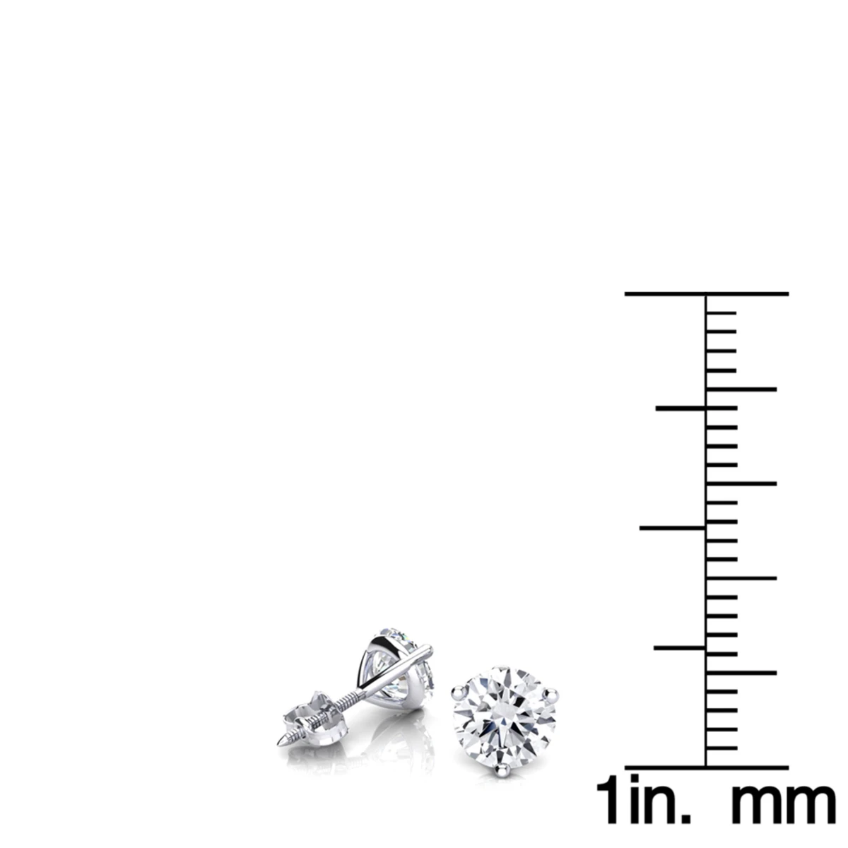 One Carat 14K White Gold Solitaire Round Diamond Martini Stud Earrings 8 One Carat 14K White Gold Solitaire Round Diamond Martini Stud Earrings - Image 6