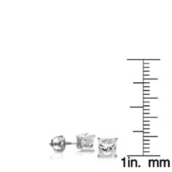 One Carat Platinum Solitaire Princess Cut Diamond Stud Earrings 9 One Carat Platinum Solitaire Princess Cut Diamond Stud Earrings -Invicta Jewelry Store one carat platinum solitaire princess cut diamond stud earrings ruler