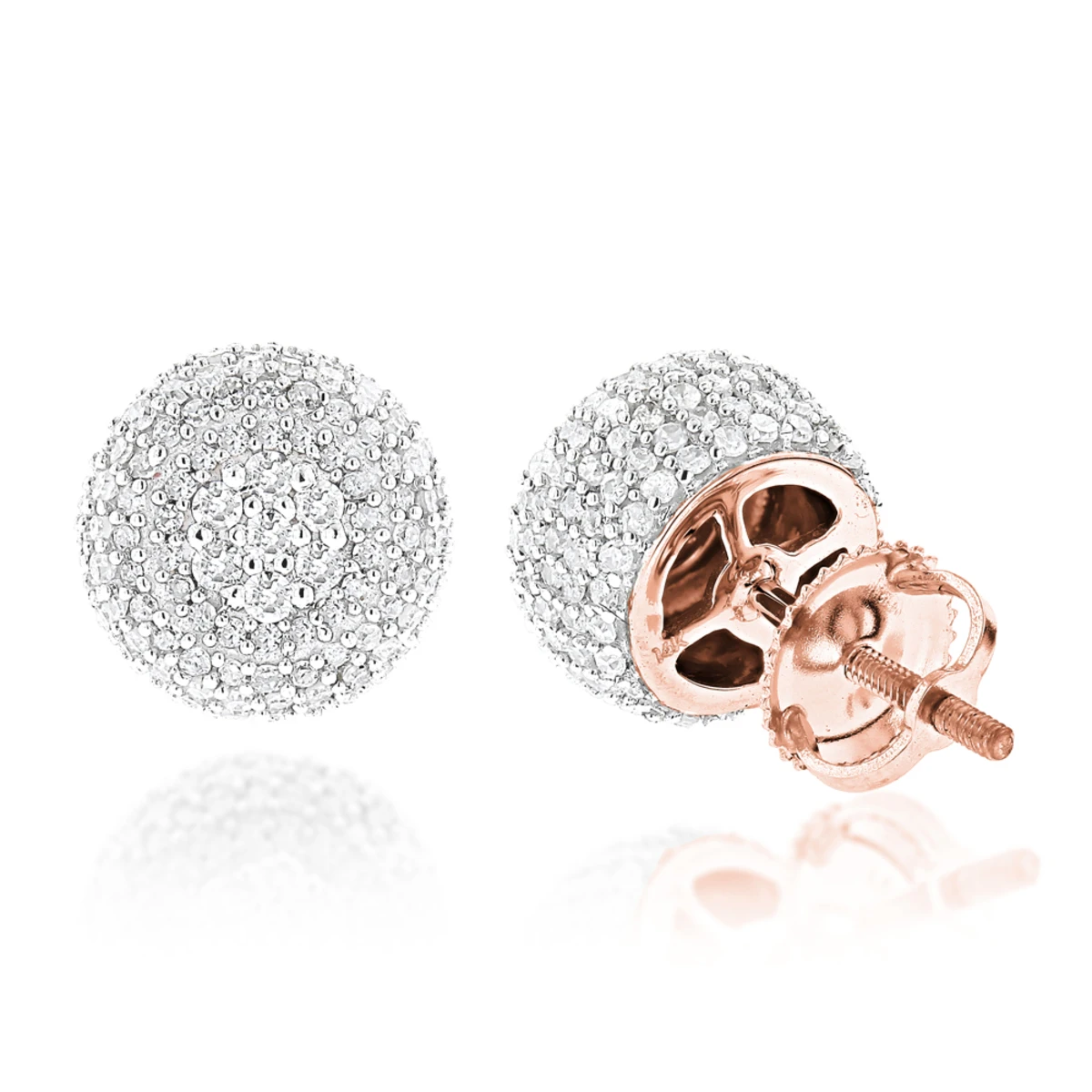 Pave Diamond Earrings 14K White Gold Studs 1.32ct 5 Pave Diamond Earrings 14K White Gold Studs 1.32ct - Image 3