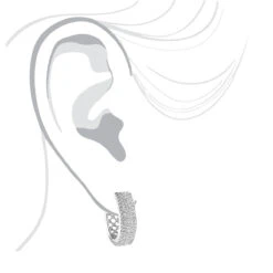 Pave Diamond Hoop Earrings 1.20ct 14K White Gold -Invicta Jewelry Store pave diamond hoop earrings 120ct 14k gold p 49172 bodwh