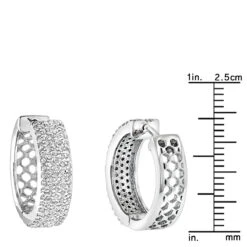 Pave Diamond Hoop Earrings 1.20ct 14K White Gold -Invicta Jewelry Store pave diamond hoop earrings 120ct 14k gold p 49172 rulerwh