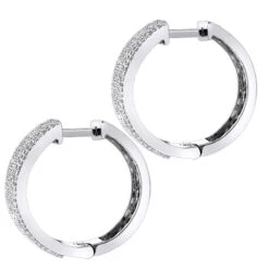 Pave Diamond Hoop Earrings 1.75ct 14K White Gold 11 Pave Diamond Hoop Earrings 1.75ct 14K White Gold -Invicta Jewelry Store pave diamond hoop earrings 195ct 14k p 42950 backwh