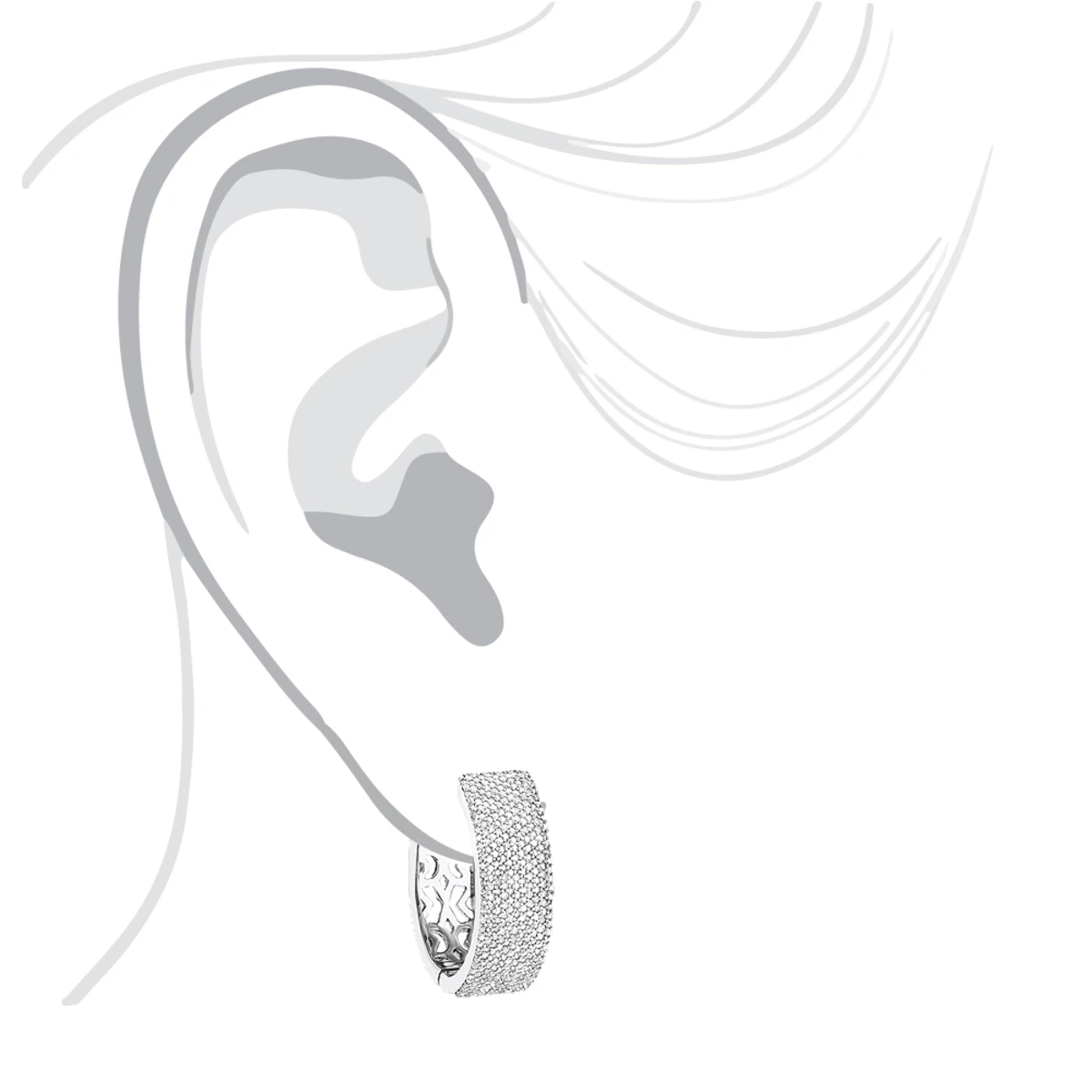 Pave Diamond Hoop Earrings 1.75ct 14K White Gold 8 Pave Diamond Hoop Earrings 1.75ct 14K White Gold - Image 6