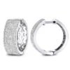 Pave Diamond Hoop Earrings 1.75ct 14K White Gold