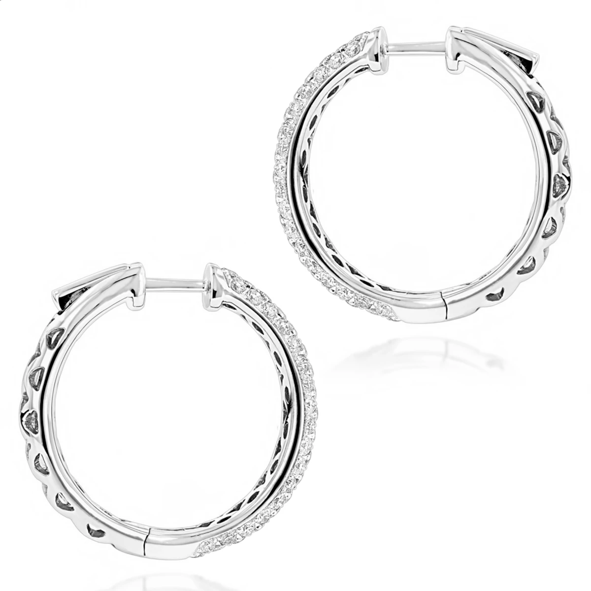 Pave Diamond Hoop Earrings 2.45ct 6 Pave Diamond Hoop Earrings 2.45ct - Image 4
