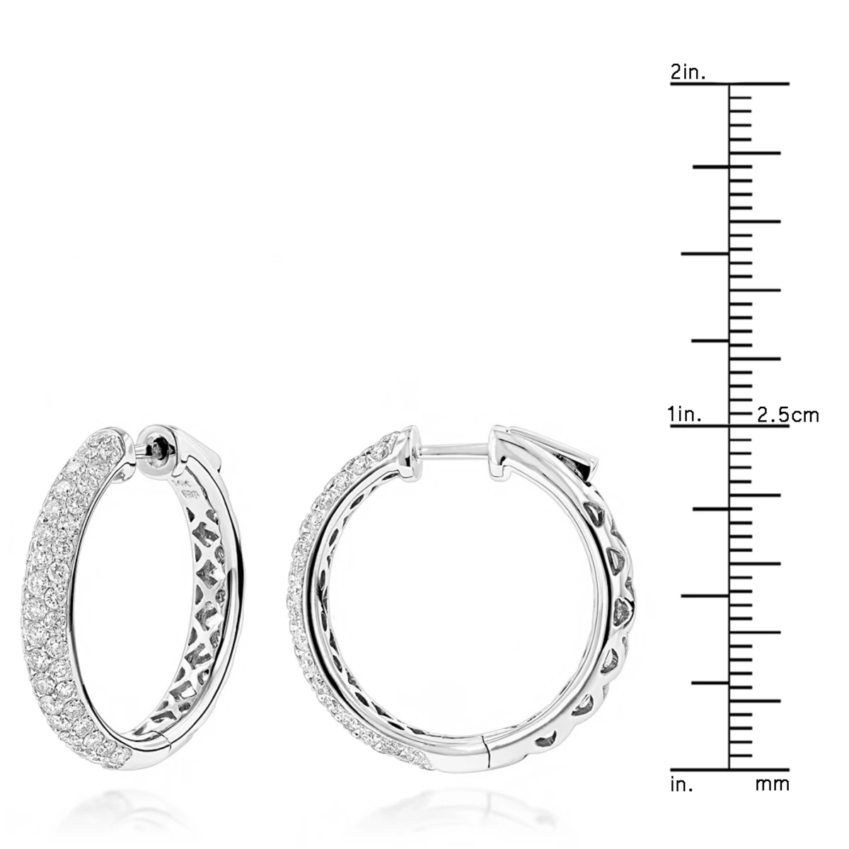Pave Diamond Hoop Earrings 2.45ct 7 Pave Diamond Hoop Earrings 2.45ct - Image 5