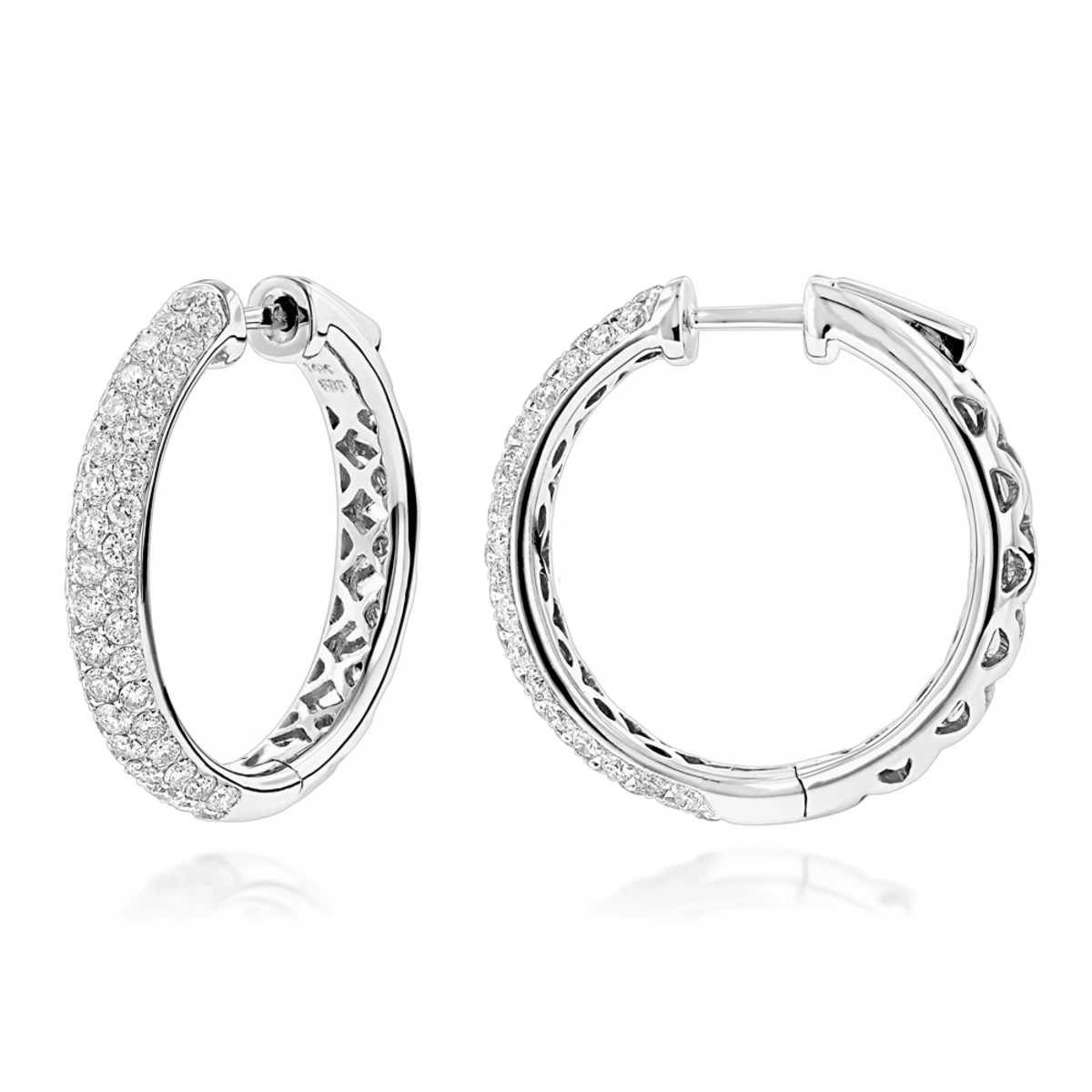 Pave Diamond Hoop Earrings 2.45ct 3 Pave Diamond Hoop Earrings 2.45ct