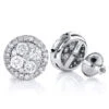 Pave Diamond Stud Cluster Earrings 1.46ct 14K White Gold -Invicta Jewelry Store pave diamond stud cluster earrings 146ct 14k gold 1 2