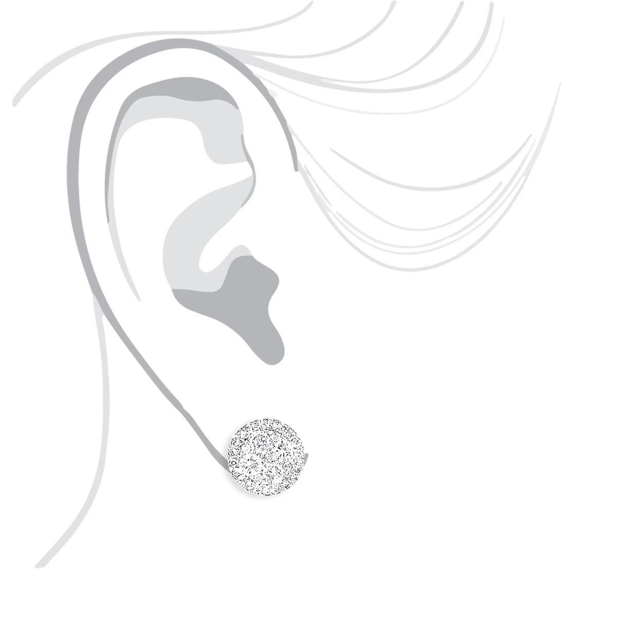 Pave Diamond Stud Cluster Earrings 1.46ct 14K White Gold 5 Pave Diamond Stud Cluster Earrings 1.46ct 14K White Gold - Image 3