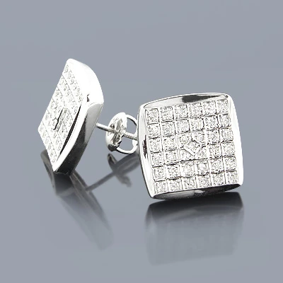 Pave Diamond Stud Earrings 0.45ct 14K White Gold 3 Pave Diamond Stud Earrings 0.45ct 14K White Gold