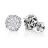 Pave Diamond Stud Earrings 0.9ct 14K White Gold -Invicta Jewelry Store pave diamond stud earrings 09ct 14k gold 1