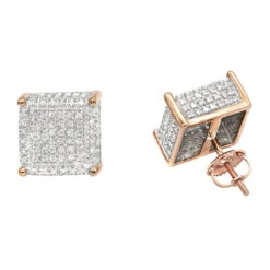 1 Carat Pave Diamond Stud Earrings 10K Yellow Gold Cube Shape 10 1 Carat Pave Diamond Stud Earrings 10K Yellow Gold Cube Shape -Invicta Jewelry Store pave diamond stud earrings 10k 095ct p 43212 ro