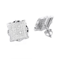 Pave Diamond Stud Earrings 1/2ct 14K Yellow Gold -Invicta Jewelry Store pave diamond stud earrings 12ct 14k yellow or white gold white