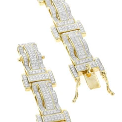 Pave Real Diamond Bracelet For Men 10K Yellow Gold 3.18ct 11 Pave Real Diamond Bracelet For Men 10K Yellow Gold 3.18ct -Invicta Jewelry Store pave real diamond bracelet for men 10k gold 318ct backye